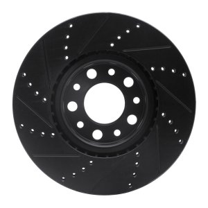 Chrysler 200 Brake Rotor (1) - Front Right - R1 Concepts - Drilled & Slotted - Black - `13-`23